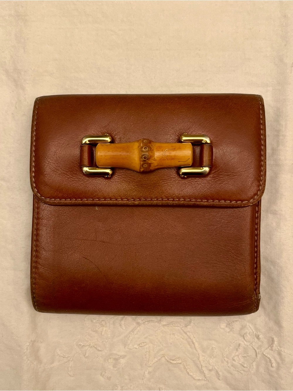 Gucci Vintage Bamboo Leather Bifold Wallet